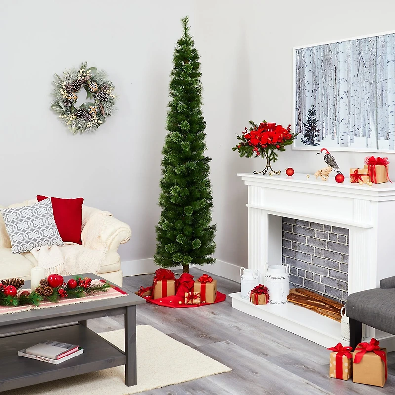Nearly Natural Pencil Faux 7 Foot Pre-Lit Christmas Tree