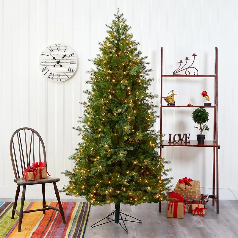 Nearly Natural Vienna Faux 7 Foot Pre-Lit Fir Christmas Tree