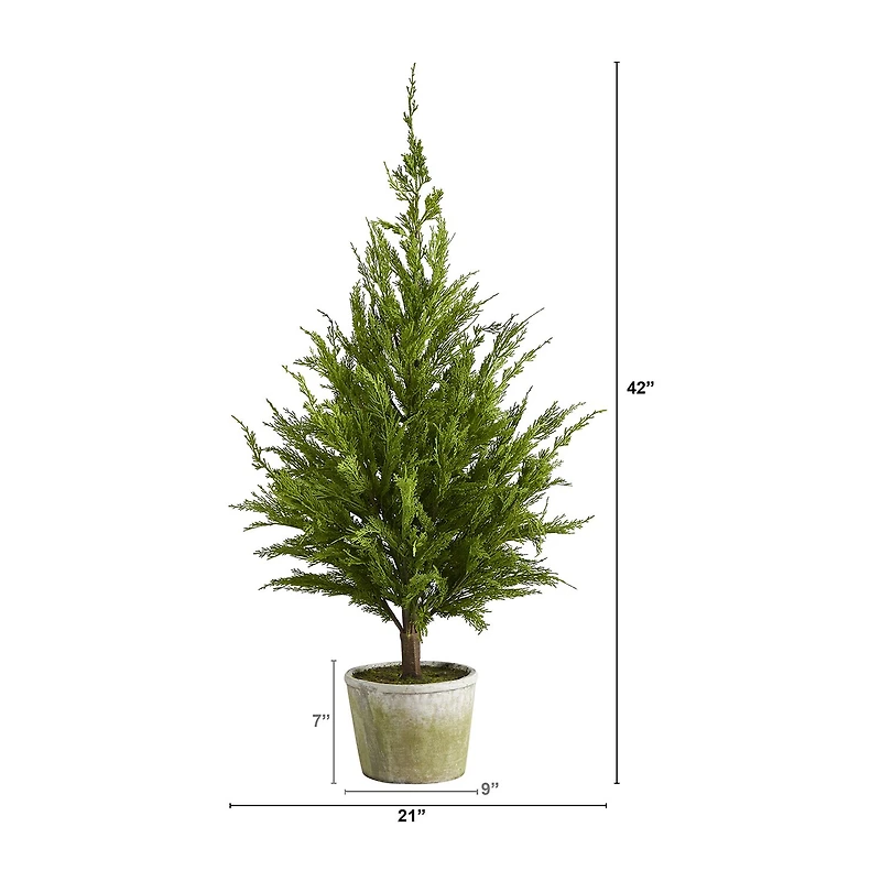 Nearly Natural Faux Planter 3 1/2 Foot Cedar Christmas Tree
