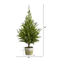 Nearly Natural Faux Planter 3 1/2 Foot Cedar Christmas Tree