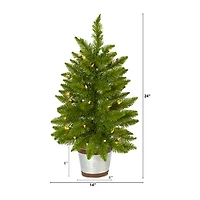 Nearly Natural Faux In Planter 2 Foot Pre-Lit Pine Christmas Tree