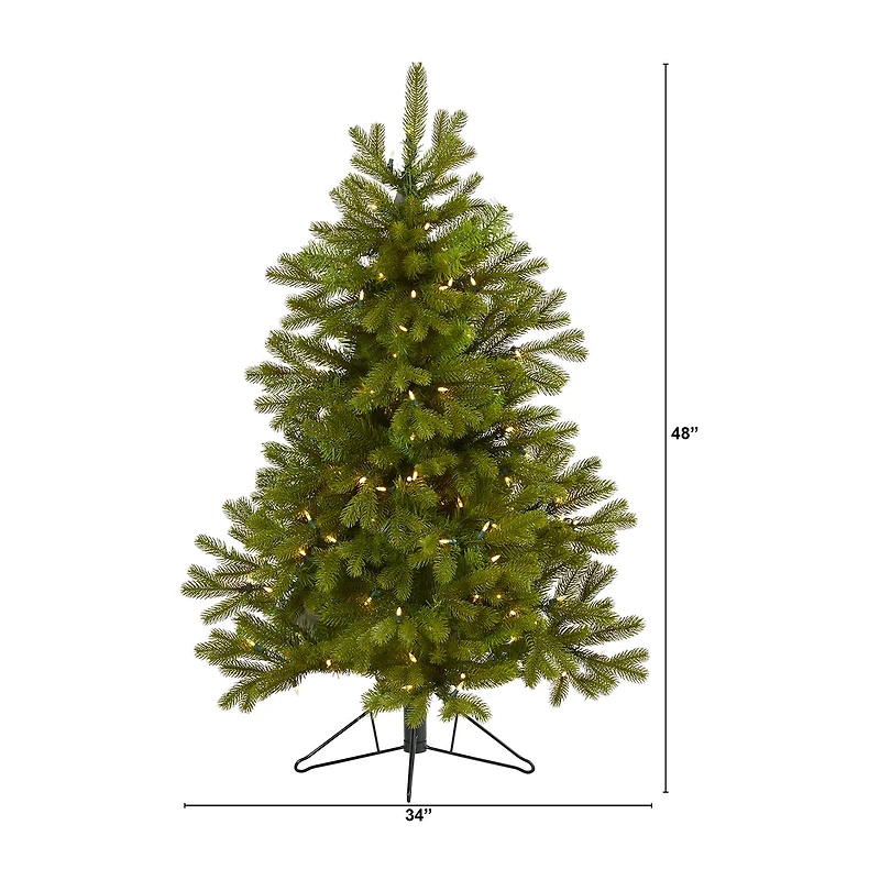 Nearly Natural Flat Back Faux 4 Foot Pre-Lit Spruce Christmas Tree