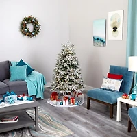 Nearly Natural Flocked Faux 5 Foot Pre-Lit Fir Christmas Tree