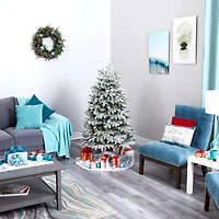 Nearly Natural Flocked Faux 5 Foot Pre-Lit Fir Christmas Tree
