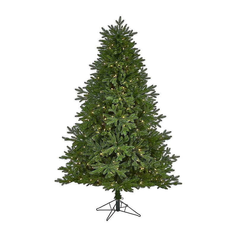 Nearly Natural Real Touch Faux 7 Foot Pre-Lit Fir Christmas Tree