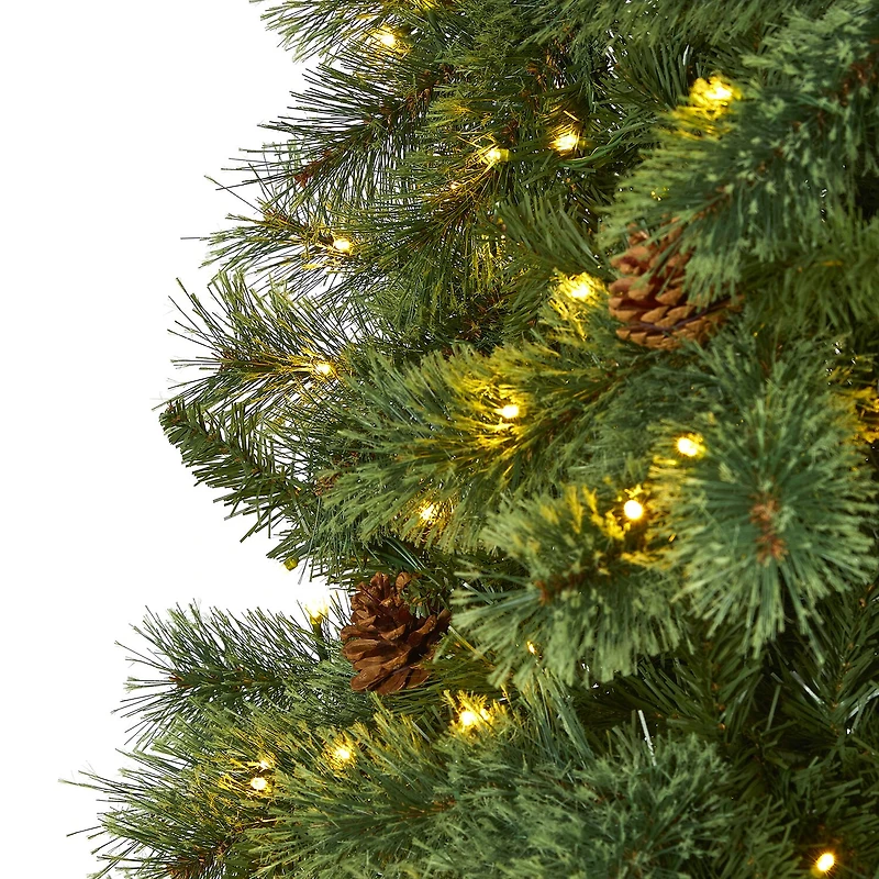 Nearly Natural White Faux 10 Foot Pre-Lit Pine Christmas Tree