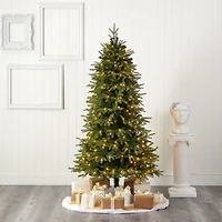 Nearly Natural Look Faux 6 1/2 Foot Pre-Lit Fir Christmas Tree