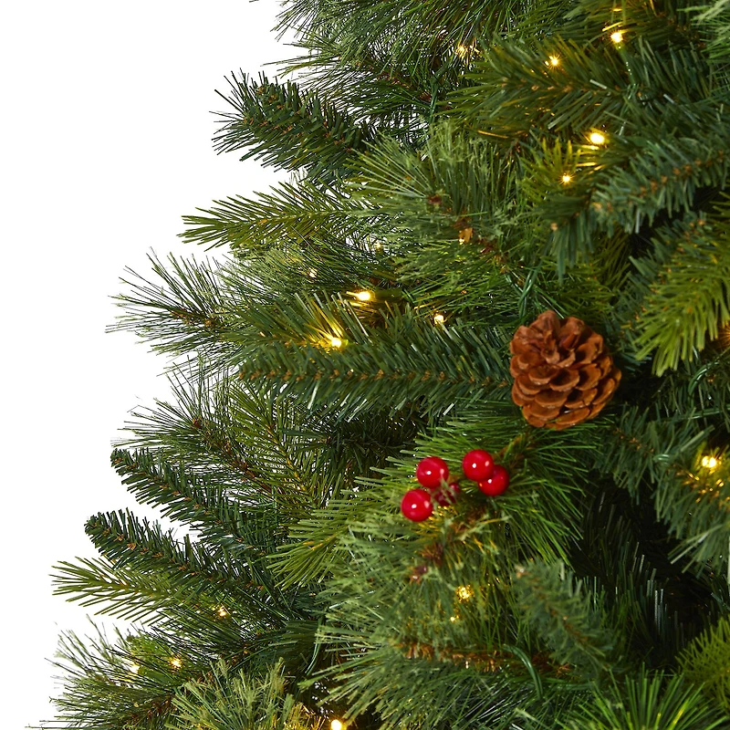 Nearly Natural Aberdeen Faux 8 Foot Pre-Lit Spruce Christmas Tree