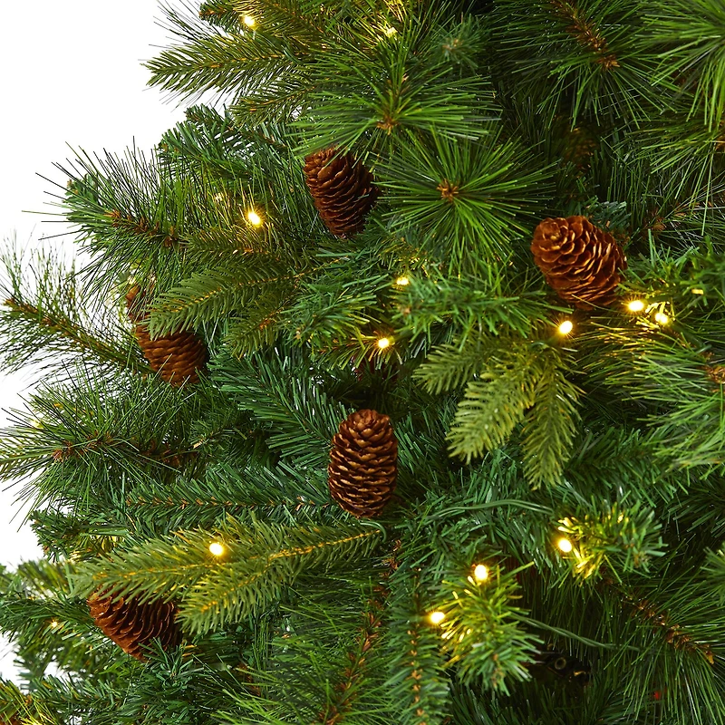 Nearly Natural Full Mixed 6 Foot Pre-Lit Pine Christmas Tree