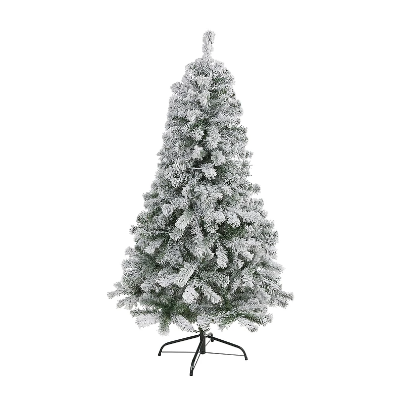 Nearly Natural Flocked Foot Spruce Christmas Tree