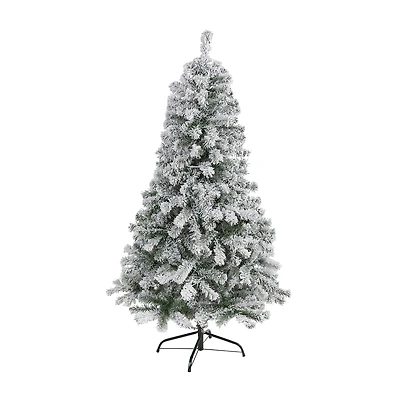 Nearly Natural Flocked Foot Spruce Christmas Tree