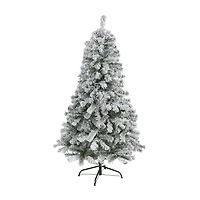 Nearly Natural Flocked Foot Spruce Christmas Tree