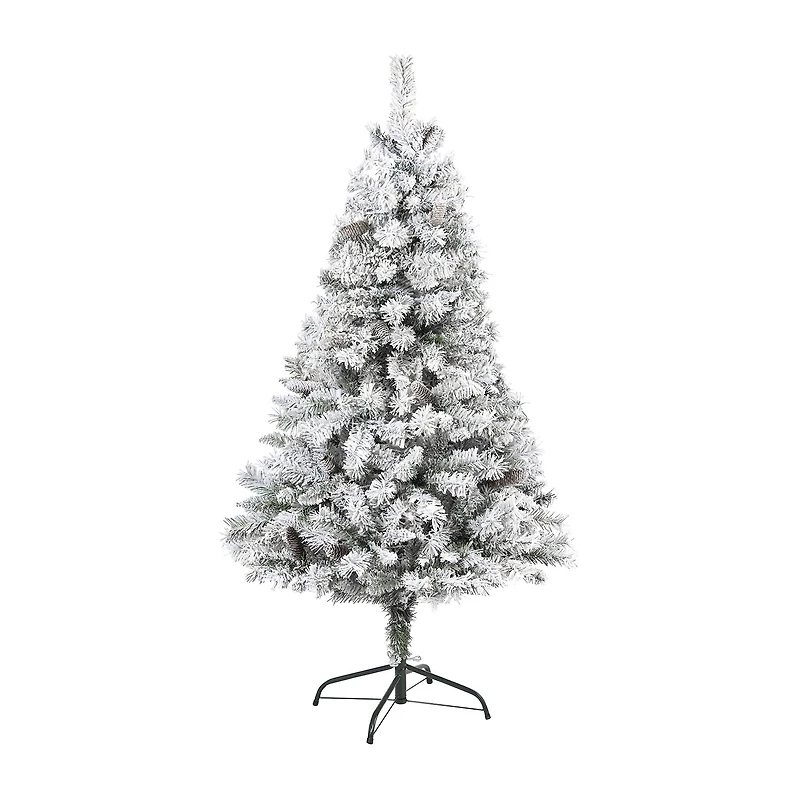 Nearly Natural Flocked White 5 Foot Pine Christmas Tree