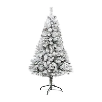 Nearly Natural Flocked White 5 Foot Pine Christmas Tree