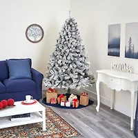 Nearly Natural Flocked White 6 Foot Pine Christmas Tree