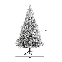 Nearly Natural Flocked White 7 Foot Pine Christmas Tree