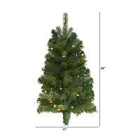 Nearly Natural Flat Back Wall Hanging Faux Foot Pre-Lit Christmas Tree