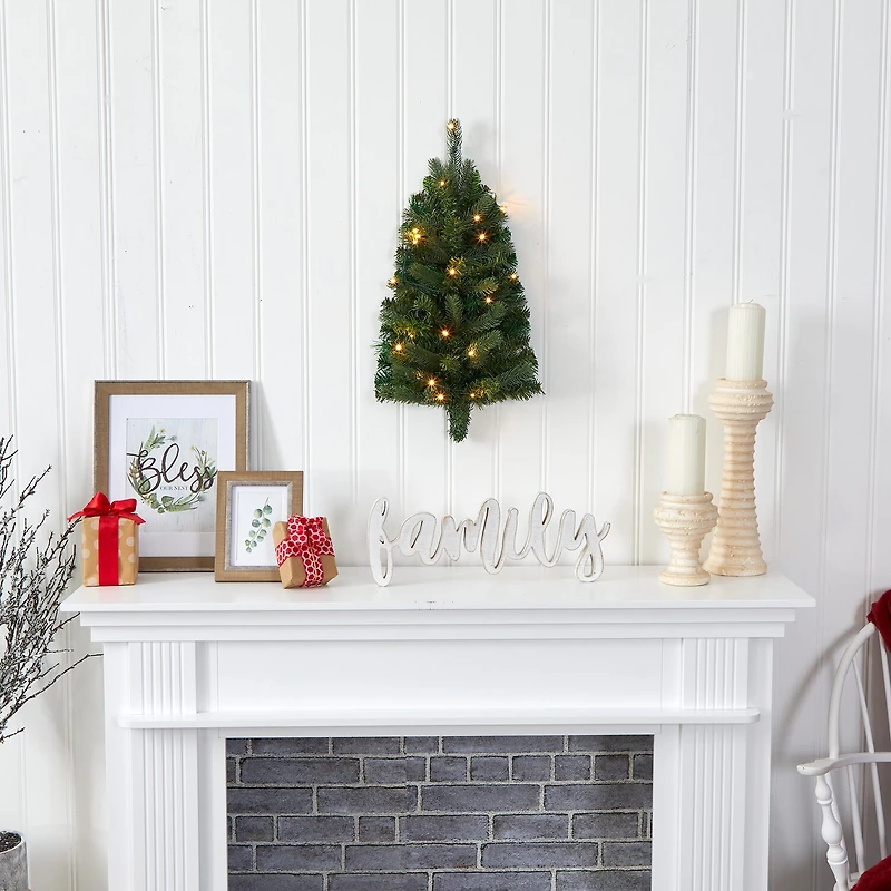 Nearly Natural Flat Back Wall Hanging Faux Foot Pre-Lit Christmas Tree