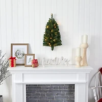 Nearly Natural Flat Back Wall Hanging Faux Foot Pre-Lit Christmas Tree