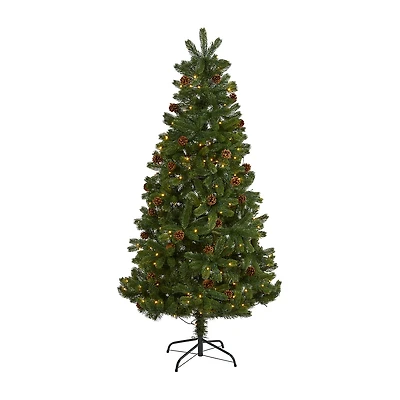 Nearly Natural Rocky Mountain Faux 6 Foot Pre-Lit Spruce Christmas Tree