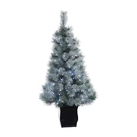 Nearly Natural Snowy Faux 4 Foot Pre-Lit Pine Christmas Tree