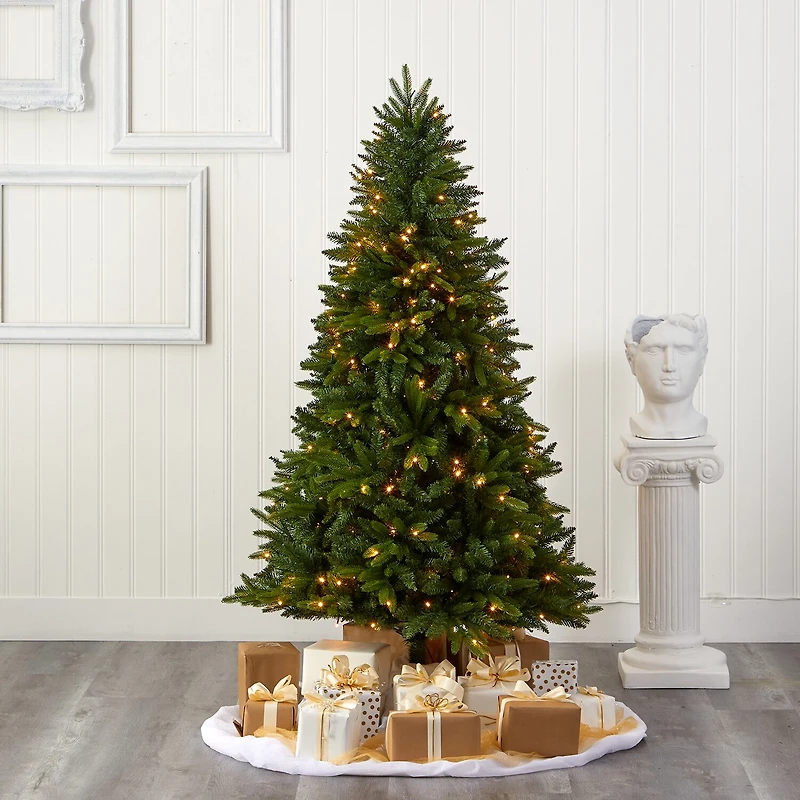Nearly Natural Sun Valley 6 Foot Pre-Lit Fir Christmas Tree