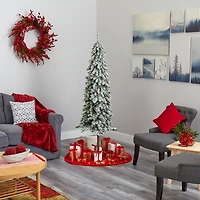 Nearly Natural Flocked 6 Foot Pre-Lit Christmas Tree
