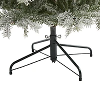Nearly Natural Slim Flocked 7 1/2 Foot Pre-Lit Spruce Christmas Tree
