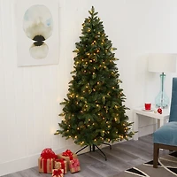 Nearly Natural Flat Back 6 Foot Pre-Lit Spruce Christmas Tree