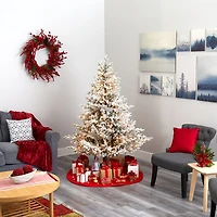 Nearly Natural Flocked Fraser Faux 6 Foot Pre-Lit Fir Christmas Tree
