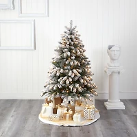 Nearly Natural Flocked Faux 5 Foot Pre-Lit Spruce Christmas Tree