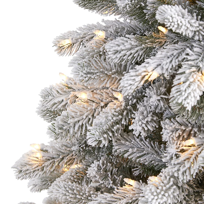 Nearly Natural Flocked Faux 6 Foot Pre-Lit Spruce Christmas Tree