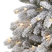 Nearly Natural Flocked Faux 6 Foot Pre-Lit Spruce Christmas Tree