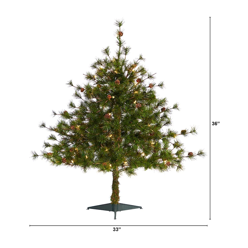Nearly Natural Colorado Mountain Faux 3 Foot Pre-Lit Pine Christmas Tree