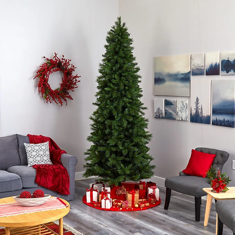 Nearly Natural Slim 9 Foot Pre-Lit Pine Christmas Tree