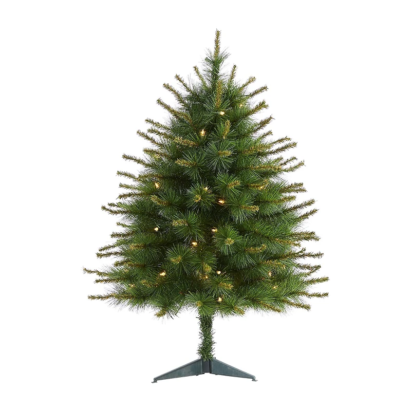 Nearly Natural 3 Foot Pre-Lit Pine Christmas Tree