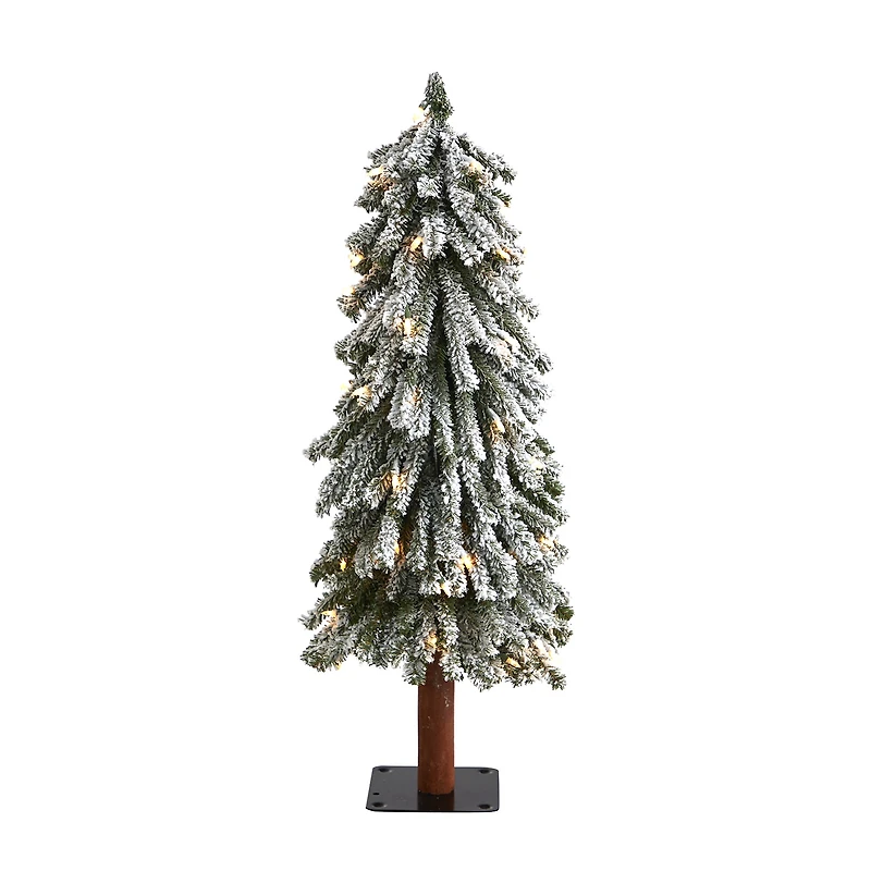 Nearly Natural Flocked Foot Pre-Lit Christmas Tree