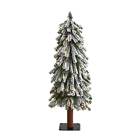 Nearly Natural Flocked Foot Pre-Lit Christmas Tree