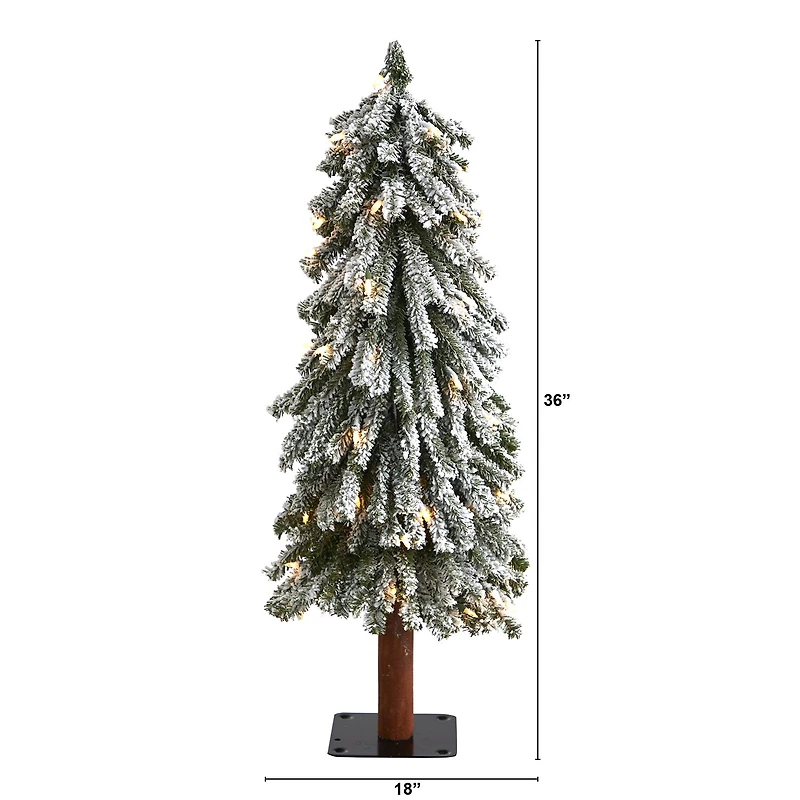 Nearly Natural Flocked Foot Pre-Lit Christmas Tree