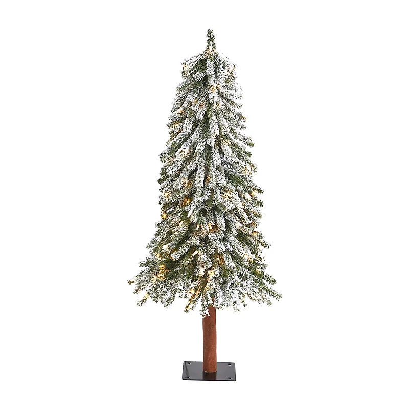 Nearly Natural Flocked Foot Pre-Lit Christmas Tree