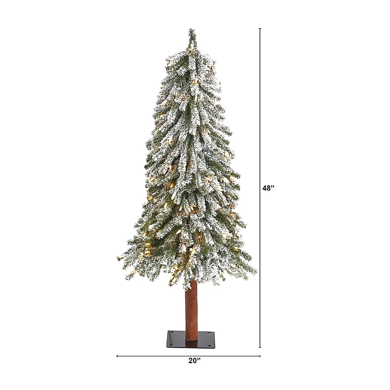 Nearly Natural Flocked Foot Pre-Lit Christmas Tree