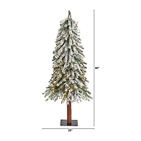 Nearly Natural Flocked Foot Pre-Lit Christmas Tree