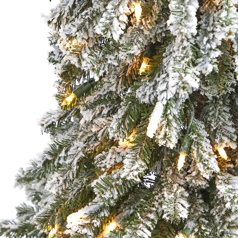 Nearly Natural Flocked Foot Pre-Lit Christmas Tree