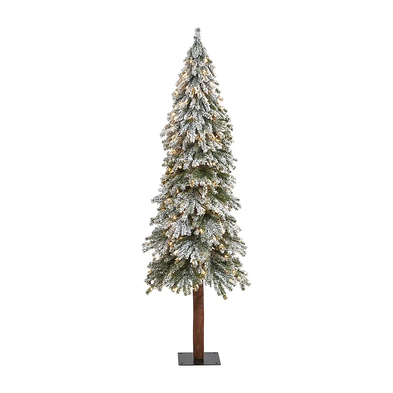 Nearly Natural Flocked Grand Faux 6 Foot Pre-Lit Christmas Tree
