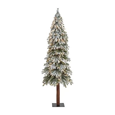 Nearly Natural Flocked Grand Faux 6 Foot Pre-Lit Christmas Tree