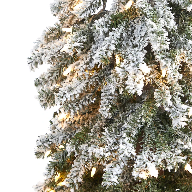 Nearly Natural Flocked Grand Faux 6 Foot Pre-Lit Christmas Tree