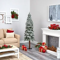 Nearly Natural Flocked Grand Faux 6 Foot Pre-Lit Christmas Tree