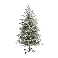 Nearly Natural Flocked 4 1/2 Foot Pre-Lit Spruce Christmas Tree