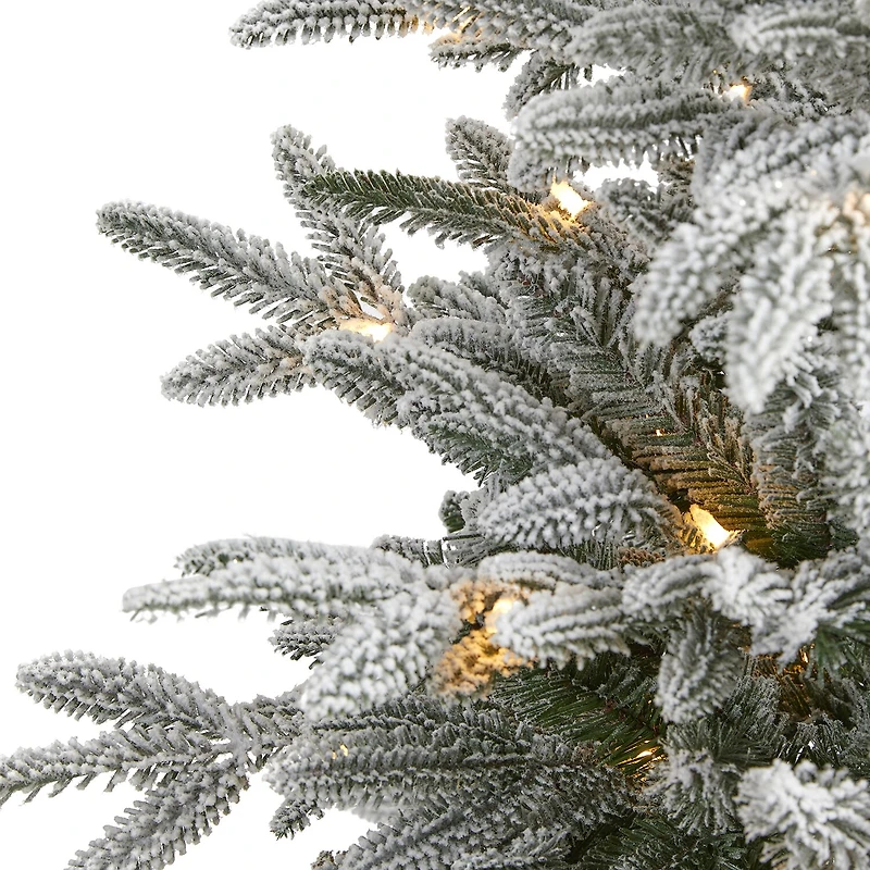Nearly Natural Flocked 4 1/2 Foot Pre-Lit Spruce Christmas Tree