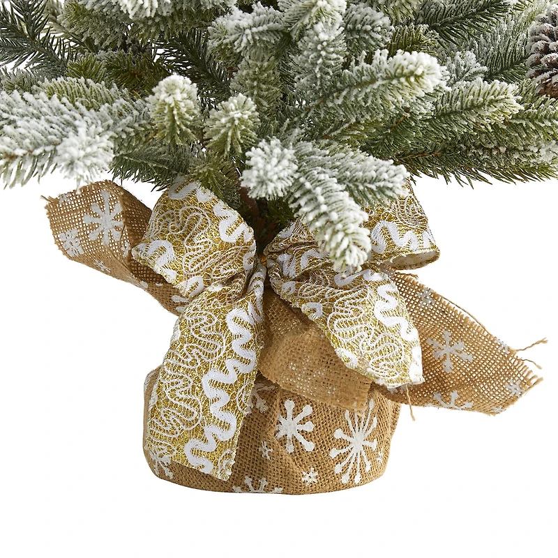Nearly Natural Flocked Faux With Cones 2 Foot Christmas Tree
